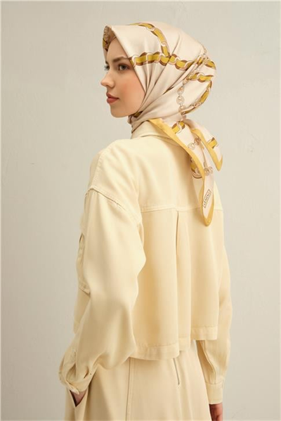 Armine Klasik Desenli Saf İpek Twill Eşarp 9346D 33
