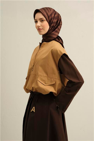 Armine Klasik Desenli Saf İpek Twill Eşarp 9351D 84