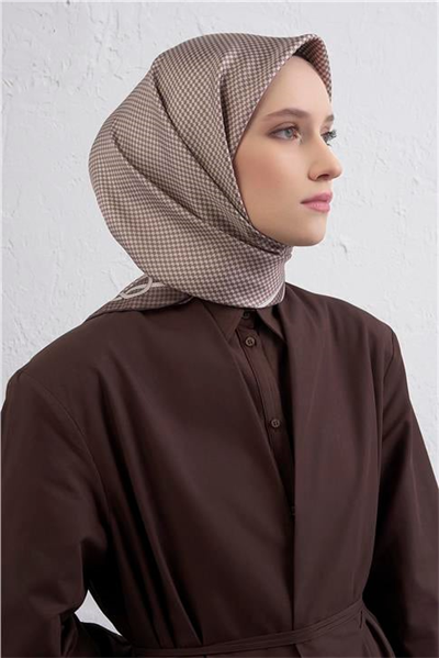 Armine Klasik Desenli Saf İpek Twill Eşarp 9404D 05