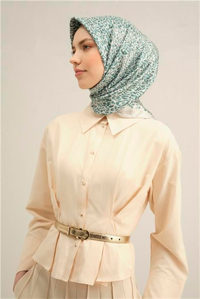 Armine Klasik Desenli Saf İpek Twill Eşarp 9352 09