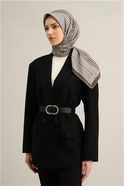 Armine Klasik Desenli Saf İpek Twill Eşarp 9319D 08