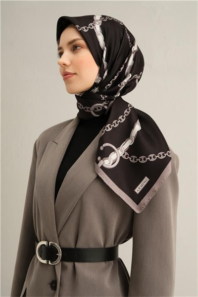 Armine Klasik Desenli Saf İpek Twill Eşarp 9346D 11