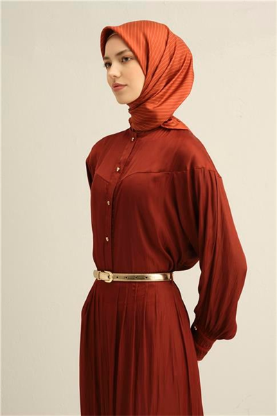 Armine Klasik Desenli Saf İpek Twill Eşarp 9348D 04