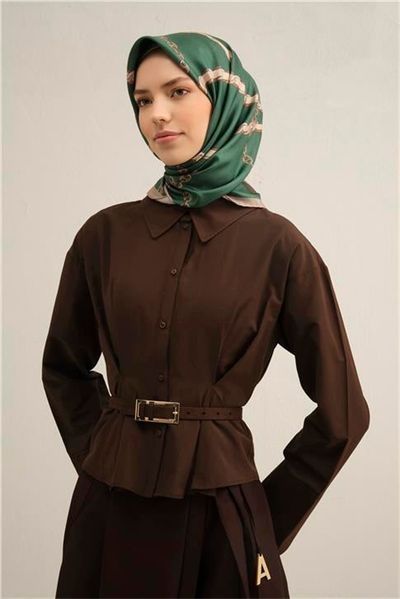 Armine Klasik Desenli Saf İpek Twill Eşarp 9346D 12