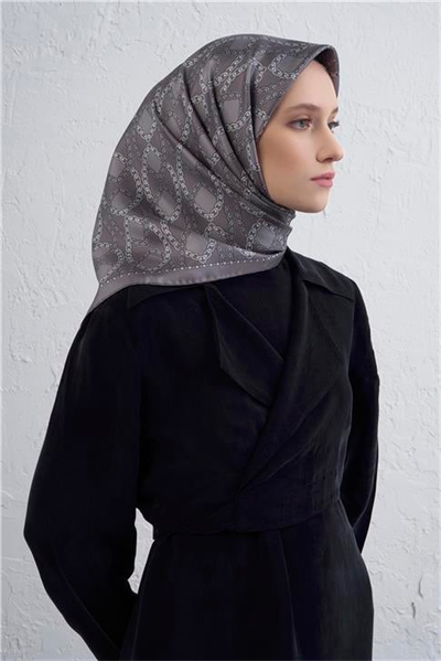 Armine Klasik Desenli Saf İpek Twill Eşarp 9437D 06