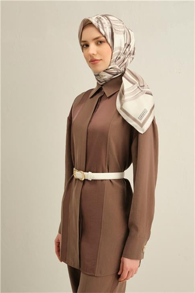 Armine Klasik Desenli Saf İpek Twill Eşarp 9333D 82