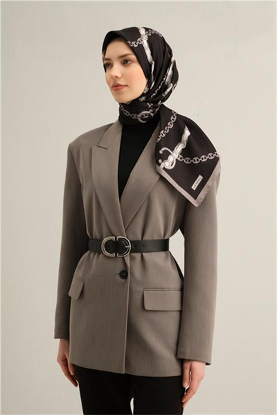 Armine Klasik Desenli Saf İpek Twill Eşarp 9346D 11