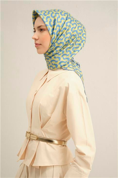 Armine Klasik Desenli Saf İpek Twill Eşarp 9321D 81