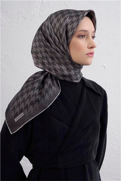 Armine Klasik Desenli Saf İpek Twill Eşarp 9434D 35