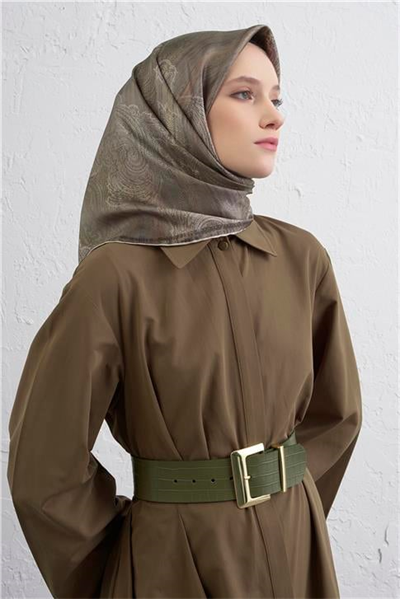 Armine Klasik Desenli Saf İpek Twill Eşarp 9428D 32