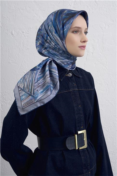 Armine Klasik Desenli Saf İpek Twill Eşarp 9430D 82