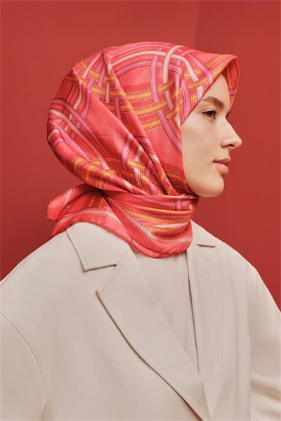 Armine Klasik Desenli Saf İpek Twill Eşarp 9333D 38