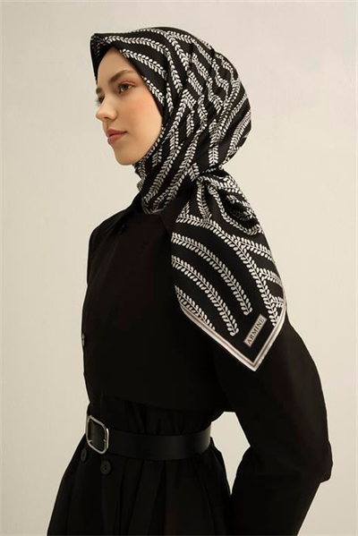 Armine Klasik Desenli Saf İpek Twill Eşarp 9351D 55
