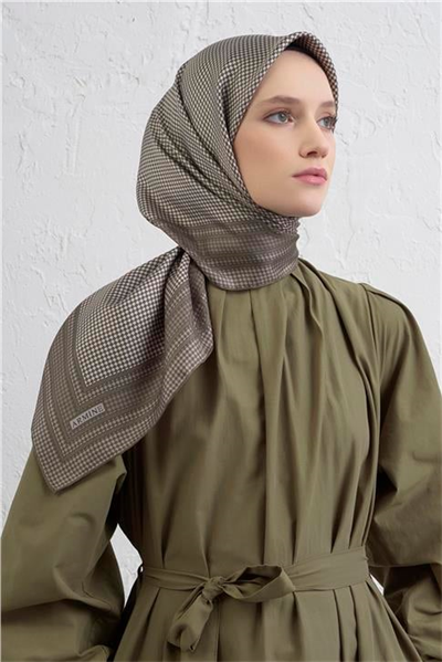 Armine Klasik Desenli Saf İpek Twill Eşarp 9404D 87