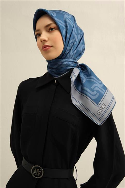 Armine Klasik Desenli Saf İpek Twill Eşarp 9343D 03