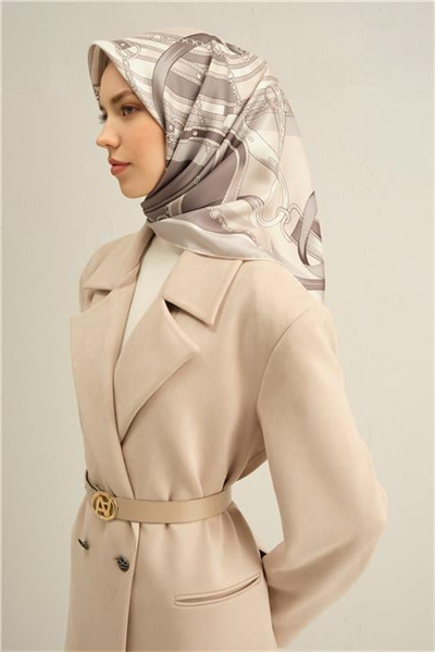 Armine Klasik Desenli Saf İpek Twill Eşarp 9315D 85