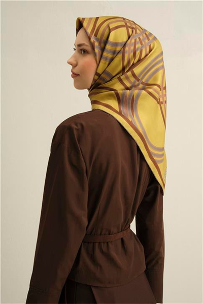 Armine Klasik Desenli Saf İpek Twill Eşarp 9333D 56