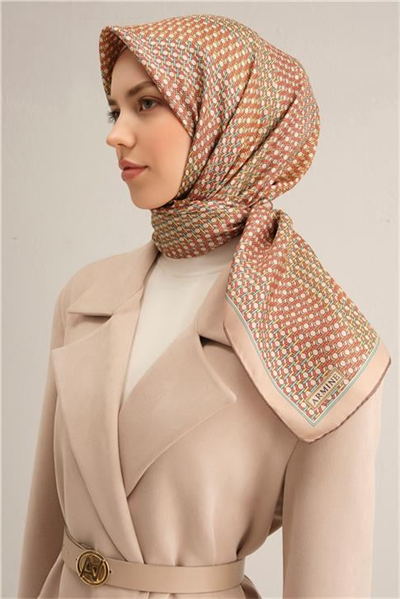 Armine Klasik Desenli Saf İpek Twill Eşarp 9319D 83