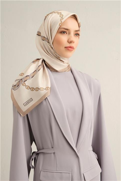 Armine Klasik Desenli Saf İpek Twill Eşarp 9346D 05