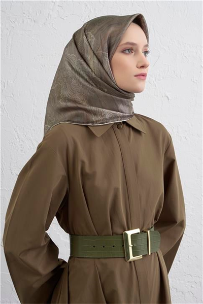 Armine Klasik Desenli Saf İpek Twill Eşarp 9428D 32