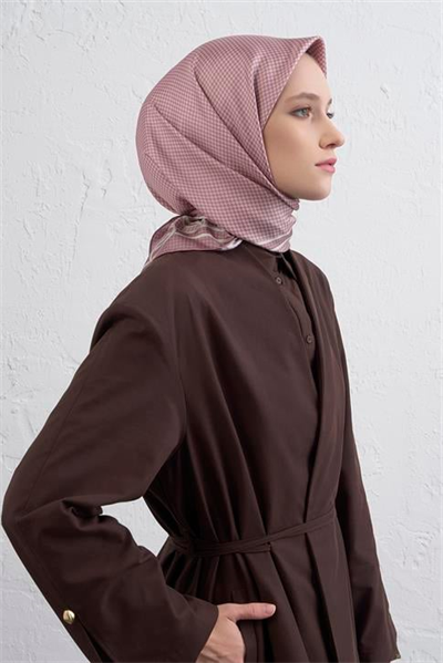 Armine Klasik Desenli Saf İpek Twill Eşarp 9404D 06