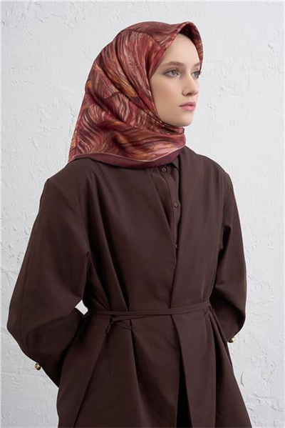 Armine Klasik Desenli Saf İpek Twill Eşarp 9430D 31
