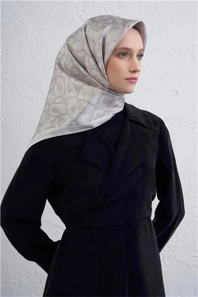 Armine Klasik Desenli Saf İpek Twill Eşarp 9408D 85