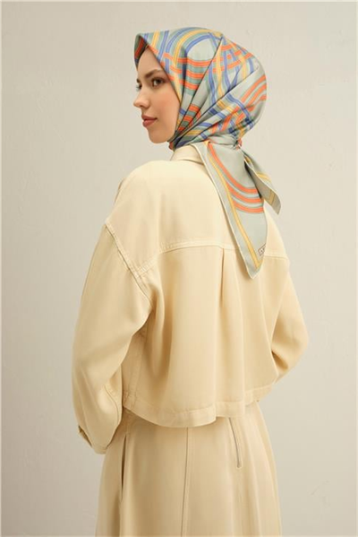 Armine Klasik Desenli Saf İpek Twill Eşarp 9333D 35