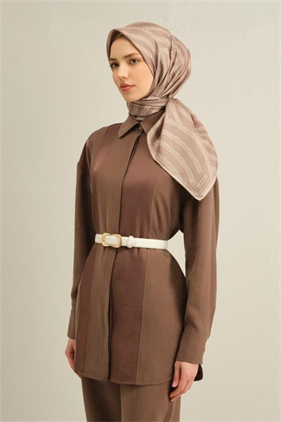 Armine Klasik Desenli Saf İpek Twill Eşarp 9351D 02