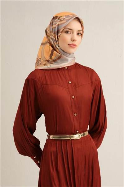 Armine Klasik Desenli Saf İpek Twill Eşarp 9315D 80