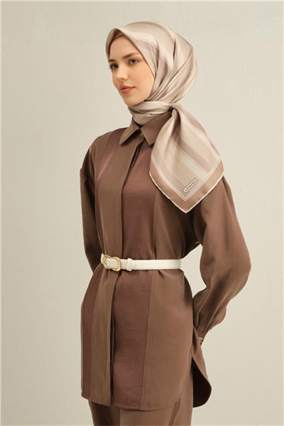 Armine Klasik Desenli Saf İpek Twill Eşarp 9327D 84