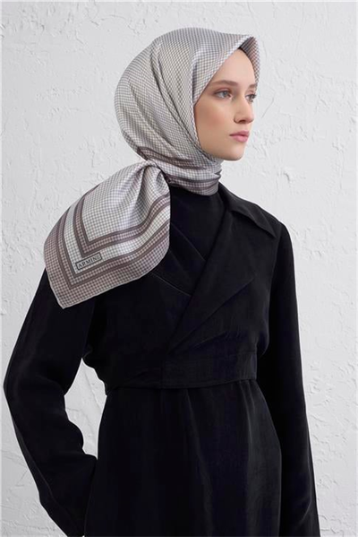 Armine Klasik Desenli Saf İpek Twill Eşarp 9404D 50