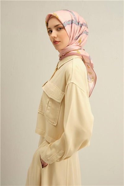Armine Klasik Desenli Saf İpek Twill Eşarp 9346D 55