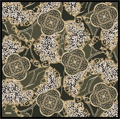 Armine Klasik Desenli Saf İpek Twill Eşarp 9411D 33