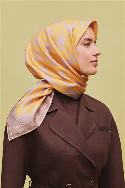 Armine Klasik Desenli Saf İpek Twill Eşarp 9343D 36