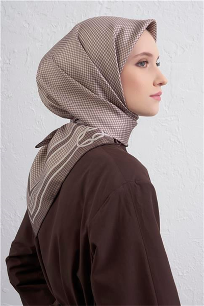 Armine Klasik Desenli Saf İpek Twill Eşarp 9404D 05