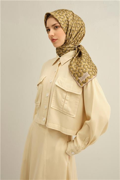 Armine Klasik Desenli Saf İpek Twill Eşarp 9321D 36