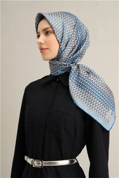 Armine Klasik Desenli Saf İpek Twill Eşarp 9319D 10