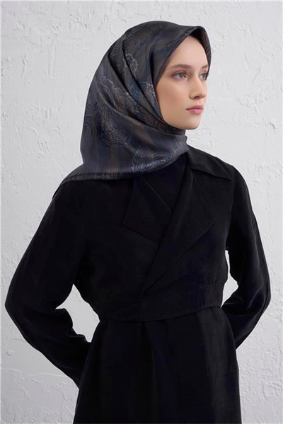 Armine Klasik Desenli Saf İpek Twill Eşarp 9428D 02