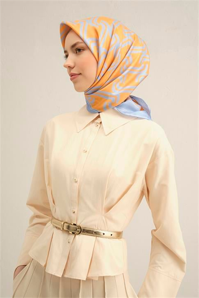 Armine Klasik Desenli Saf İpek Twill Eşarp 9343D 35