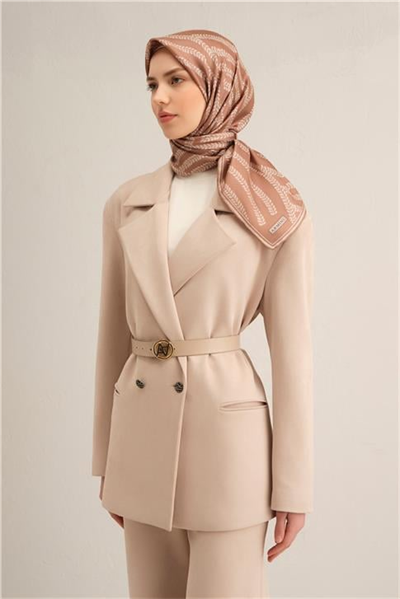 Armine Klasik Desenli Saf İpek Twill Eşarp 9351D 87