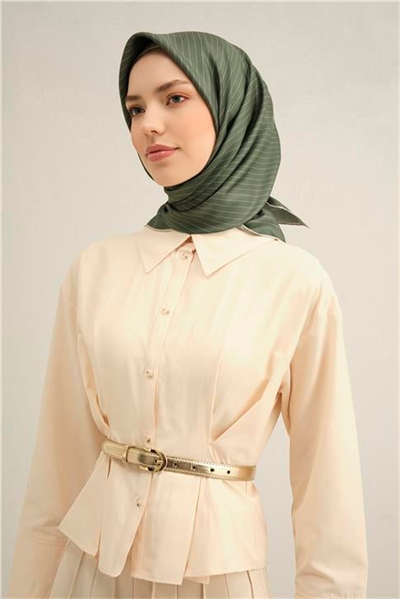 Armine Klasik Desenli Saf İpek Twill Eşarp 9348D 54