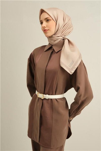 Armine Klasik Desenli Saf İpek Twill Eşarp 9357D 03