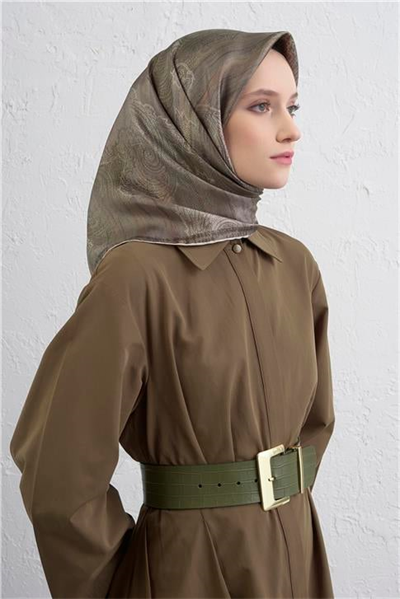 Armine Klasik Desenli Saf İpek Twill Eşarp 9428D 32