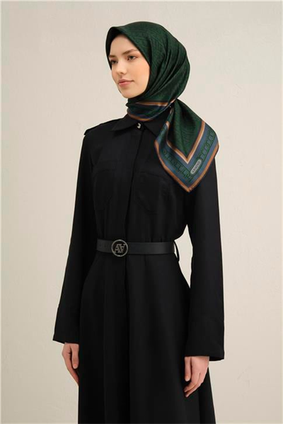 Armine Klasik Desenli Saf İpek Twill Eşarp 9301D 80