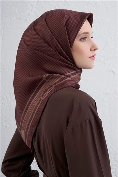 Armine Klasik Desenli Saf İpek Twill Eşarp 9404D 07