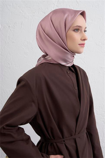 Armine Klasik Desenli Saf İpek Twill Eşarp 9404D 06