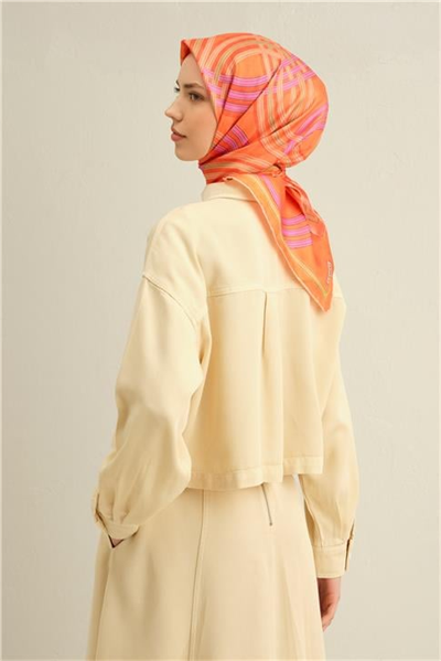 Armine Klasik Desenli Saf İpek Twill Eşarp 9333D 31