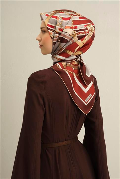 Armine Klasik Desenli Saf İpek Twill Eşarp 9315D 31
