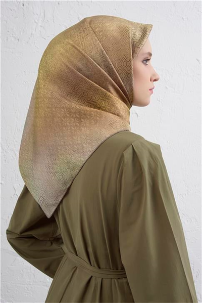 Armine Klasik Desenli Saf İpek Twill Eşarp 9437D 35